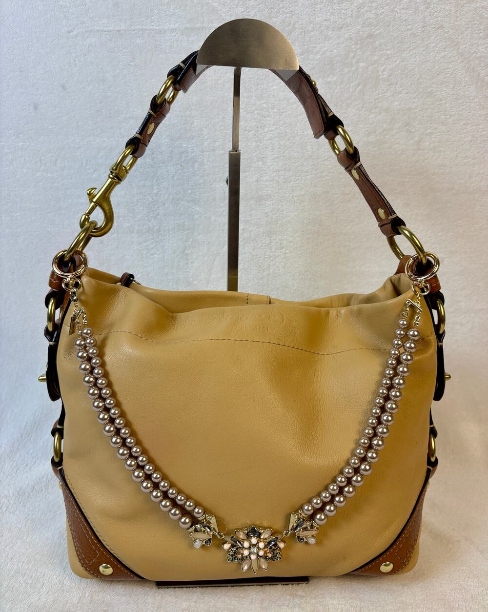 Coach Vintage Y2K Carly Hobo in Camel with Luxury Chain